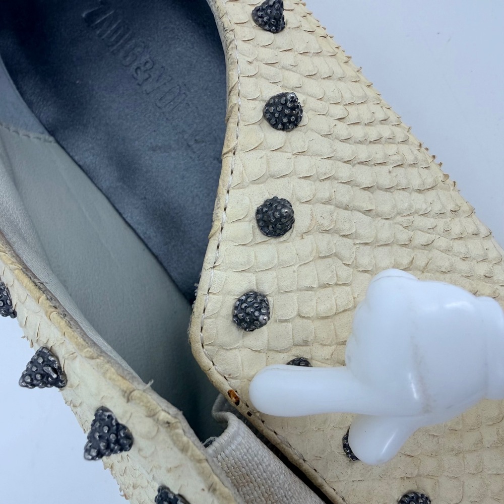 Zadig & Voltaire Cream Studded Slip-On Loafers - Picture 4 of 14